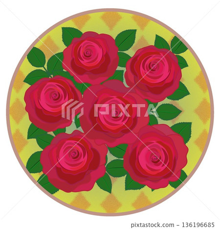 Illustration of a red rose with a circular background 136196685