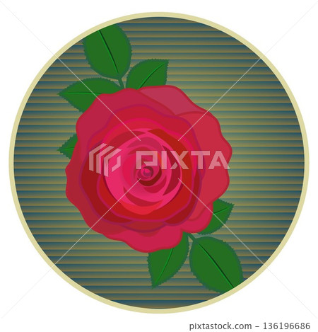 Illustration of a red rose with a circular background 136196686