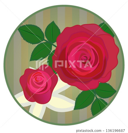 Illustration of a red rose with a circular background 136196687