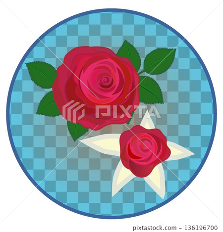 Illustration of a red rose with a circular background Illustration of a red rose with a circular background 136196700