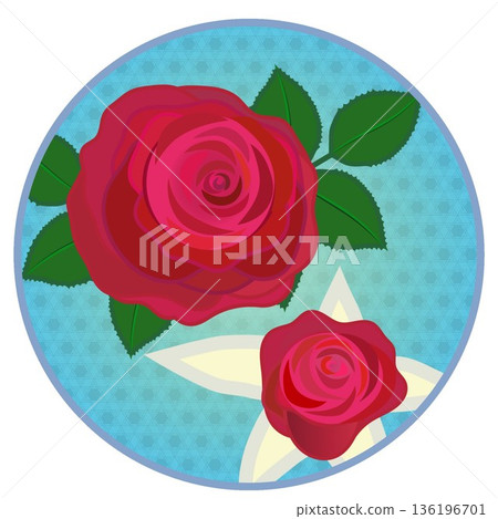 Illustration of a red rose with a circular background 136196701