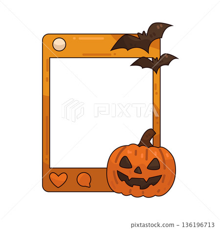 Illustration of Spooky Halloween Social Media Frame 136196713