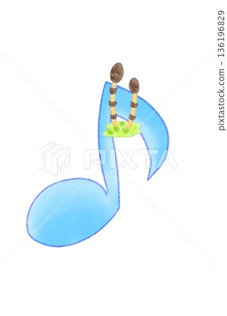 Musical note with horsetail Musical note with horsetail 136196829