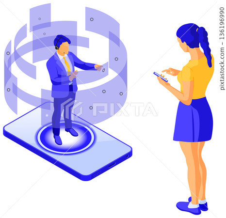Isometric Online Customer Support 136196990