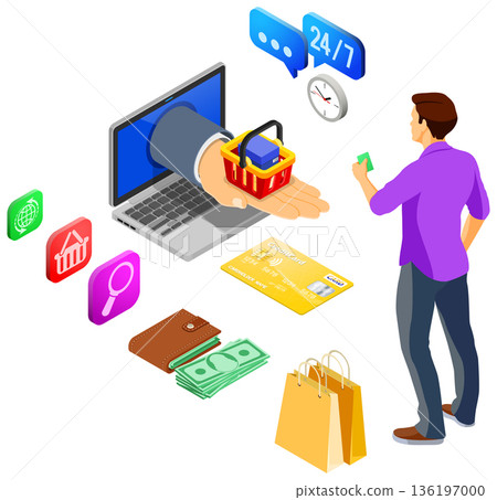 Internet Shopping Online Payments Isometric Concept Internet Shopping Online Payments Isometric Concept 136197000