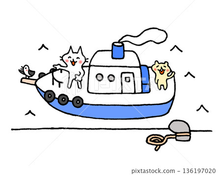 可愛的動物插圖，描繪了離別和開始的場景 136197020