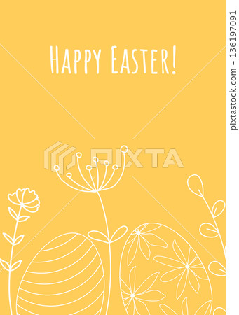 Bright yellow card with Easter eggs 136197091