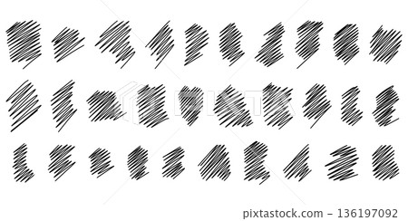 Large set of hand drawn hatching elements Large set of hand drawn hatching elements 136197092