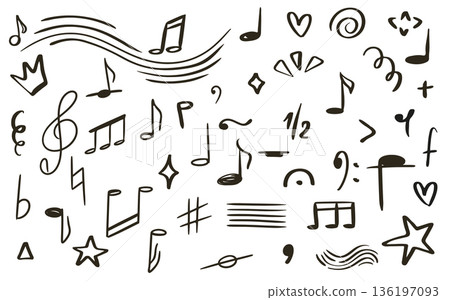 Music themed doodle set Vector graphics 136197093