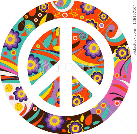 Abstract floral peace sign in vector 136197104