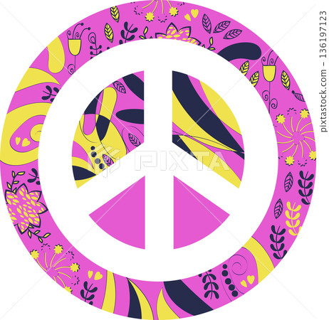 Abstract floral peace sign in vector 136197123