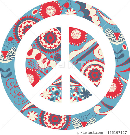 Abstract floral peace sign in vector Abstract floral peace sign in vector 136197127