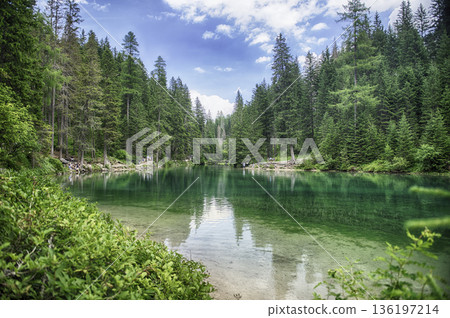 The iconic Lake Braies, Dolomites, South Tyrol, Italy The iconic Lake Braies, Dolomites, South Tyrol, Italy 136197214