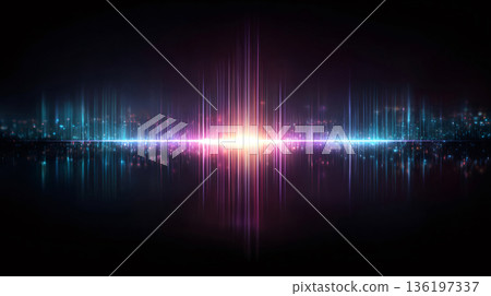 Digital sound wave glowing displaying abstract equalizer technology 136197337