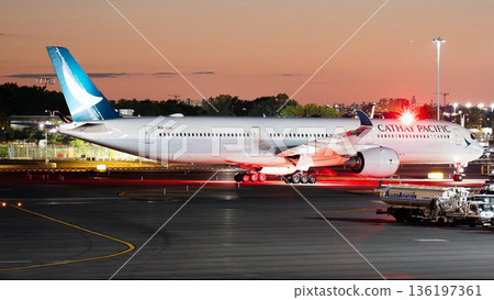 Cathay Pacific A330 preparing for takeoff Cathay Pacific A330 preparing for takeoff 136197361