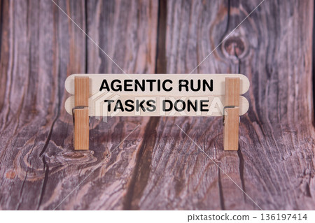 Concept words Agentic Run , Tasks Done , Double Wooden Stick Clothespin Brown Grunge Wooden Texture Background , Artificial intelligence and Agentic Run , Tasks Done Theme Concept words Agentic Run , Tasks Done , Double Wooden Stick Clothespin Brown Grunge Wooden Texture Background , Artificial intelligence and Agentic Run , Tasks Done Theme 136197414