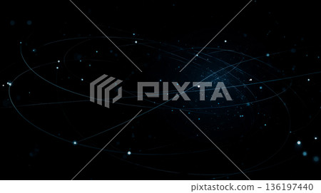 象徵未來資訊網路的光粒子軌道結構 136197440