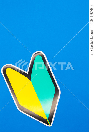 Beginner mark on blue background, vertical position Beginner mark on blue background, vertical position 136197462