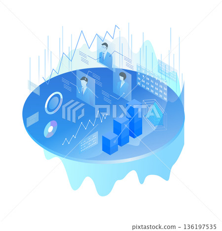 HR Tech background illustration visualizing human resource management and attendance and skill data 136197535