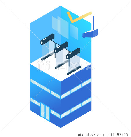 智慧建築內部,配備無人安全門和臉部辨識攝影機 智慧建築內部,配備無人安全門和臉部辨識攝影機 136197545