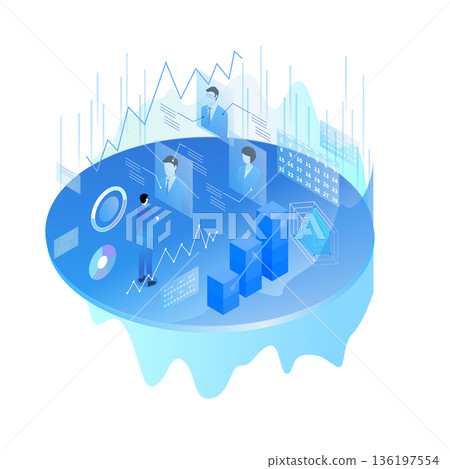 Illustration of HR tech that visualizes human resource management and attendance and skill data 136197554