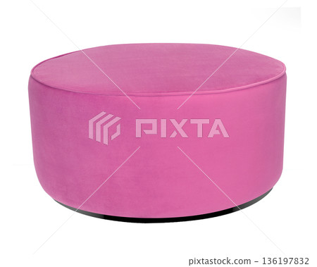 Modern Pink Velvet Round Pouffe Furniture Modern Pink Velvet Round Pouffe Furniture 136197832