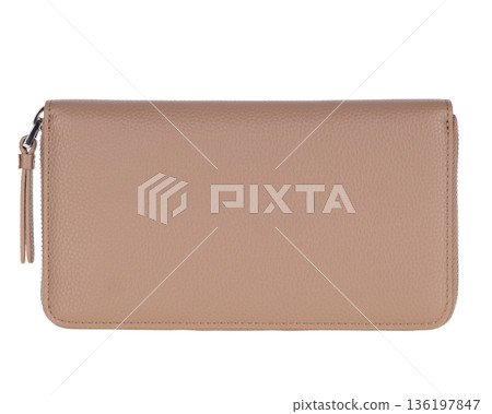 Beige Leather Zippered Wallet Clutch Mockup Beige Leather Zippered Wallet Clutch Mockup 136197847