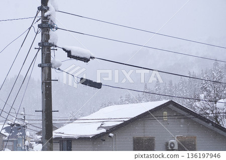 Snow-covered telegraph pole (snow) 10 Snow-covered telegraph pole (snow) 10 136197946