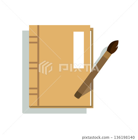 Vintage Books and Writing Brush vector illustration 136198140