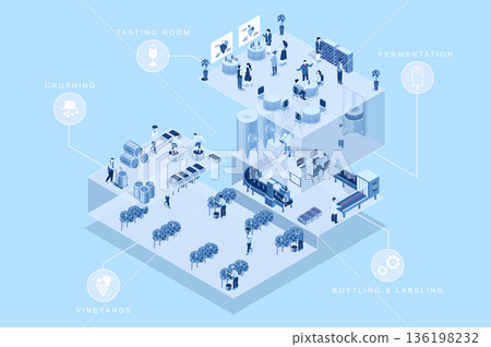 Winery Factory Isometric Concept Winery Factory Isometric Concept 136198232
