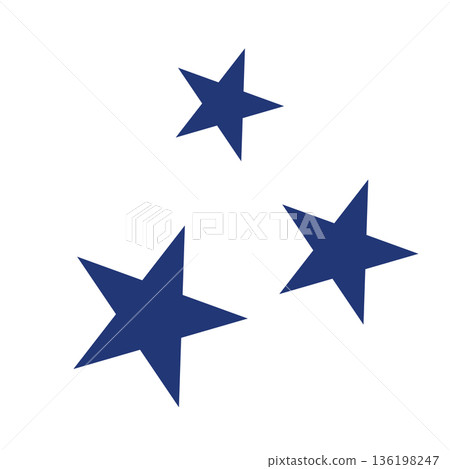 Three blue stars in flat design. Magic, quality, bright or luxury symbols. Vector illustration isolated. Three blue stars in flat design. Magic, quality, bright or luxury symbols. Vector illustration isolated. 136198247