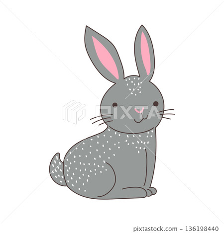 Cute domestic rabbit in flat design. Happy pet sitting, fluffy bunny. Vector illustration isolated. Cute domestic rabbit in flat design. Happy pet sitting, fluffy bunny. Vector illustration isolated. 136198440
