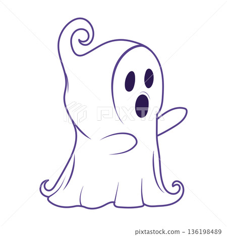 Halloween cute ghost in flat design. Spooky spirit in mask flying and scaring. Vector illustration isolated. Halloween cute ghost in flat design. Spooky spirit in mask flying and scaring. Vector illustration isolated. 136198489