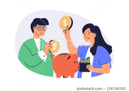 Financial literacy web concept with flat cartoon people for website design. Financial literacy web concept with flat cartoon people for website design. 136198582