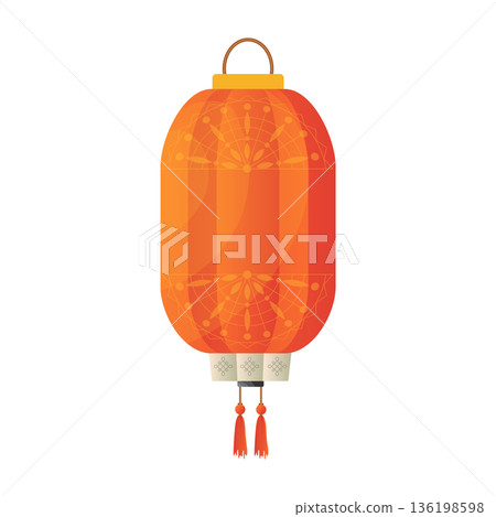 Chinese lantern in flat design. Red paper lamp for asian holiday festival. Vector illustration isolated. Chinese lantern in flat design. Red paper lamp for asian holiday festival. Vector illustration isolated. 136198598