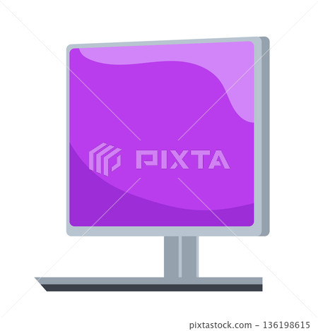 Desktop computer monitor in flat design. Gamer accessory for video gaming. Vector illustration isolated. Desktop computer monitor in flat design. Gamer accessory for video gaming. Vector illustration isolated. 136198615