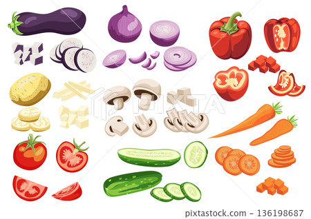 Sliced Vegetables Set 136198687
