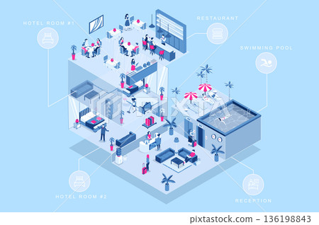 Hotel Service Isometric Concept 136198843