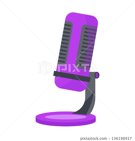 Gamer table stand microphone in flat design. Professional mic for streamers. Vector illustration isolated. 136198917