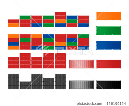 Set of shipping container icons, without background. Set of shipping container icons, without background. 136199134