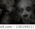 A spooky background image of grey ghosts and smoke squirming 136199211