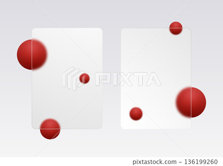 Two vertical glass cards with red spheres in a minimalist style. Eps 10 136199260
