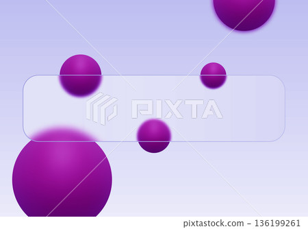 Horizontal glass panel with blur effect and rich purple spheres. Eps 10 136199261