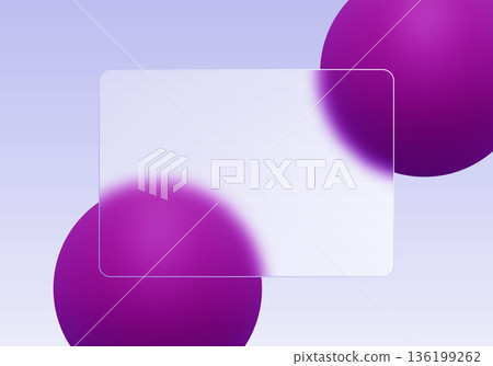Rectangular frosted glass partially overlapping large purple volumetric spheres. Eps 10 Rectangular frosted glass partially overlapping large purple volumetric spheres. Eps 10 136199262
