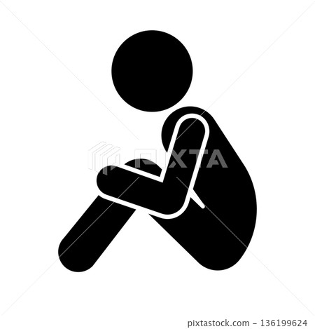 Sitting on the floor silhouette icon 136199624