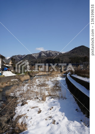 Snowy mountains and bridges Snowy mountains and bridges 136199638