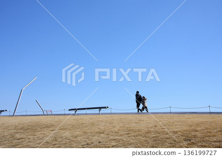 Lovers are having fun under the blue sky 136199727