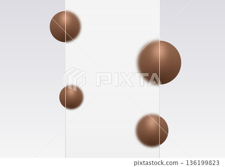 Frosted glass in the center of the composition with brown spheres of various sizes. Eps 10 136199823
