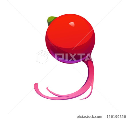 Cartoon number nine math symbol as ripe radish vegetable, agriculture typeface, farm font, harvest type, funny alphabet. Vector digit 9, mathematics or arithmetic numeral sign for kids early learning Cartoon number nine math symbol as ripe radish vegetable, agriculture typeface, farm font, harvest type, funny alphabet. Vector digit 9, mathematics or arithmetic numeral sign for kids early learning 136199836