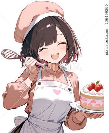 Girl making cake Girl making cake 136199860